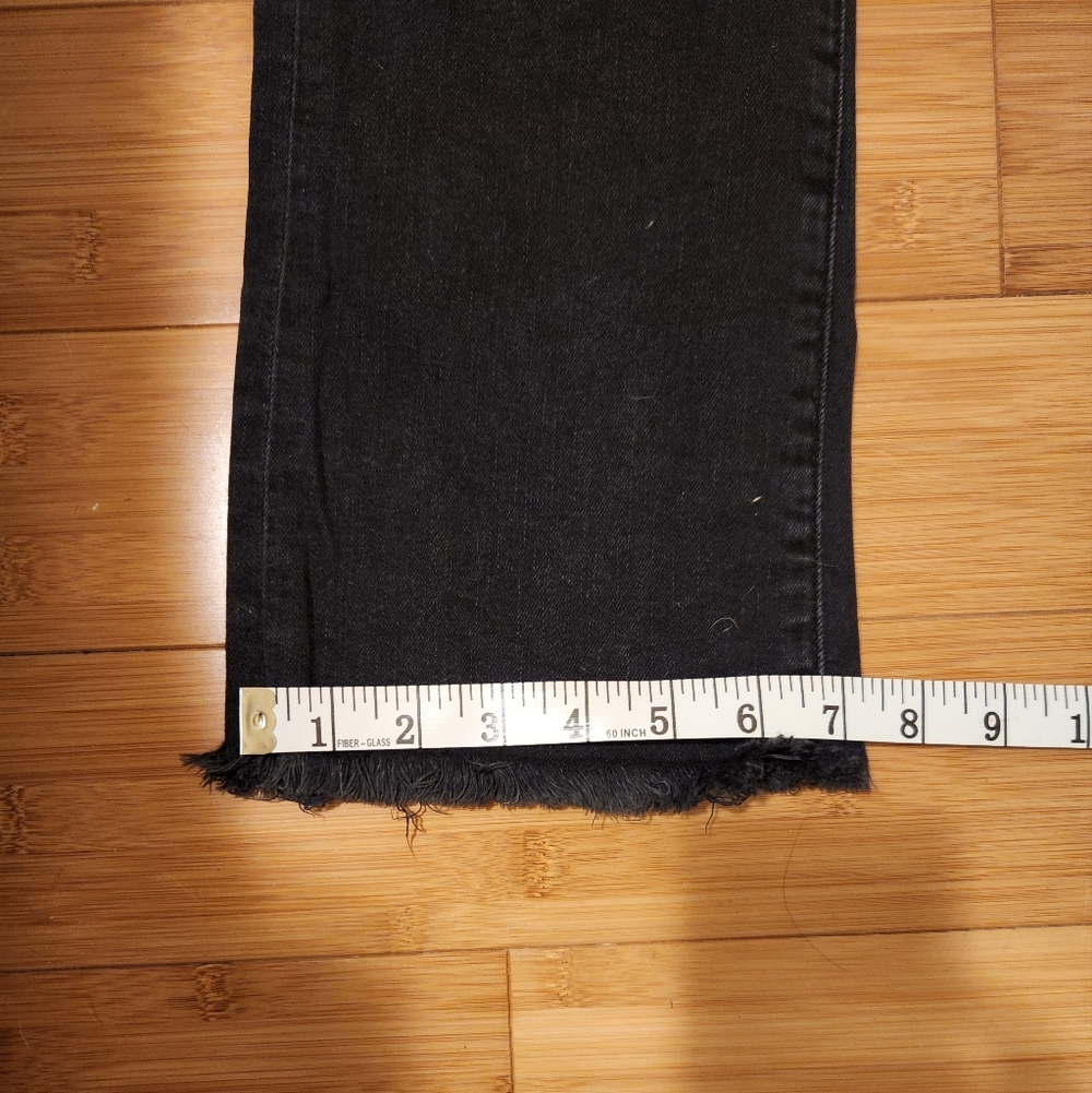 LOFT Black High-Rise Wide-Leg Button-Fly Jeans with Raw Hem, Size 6/28 - Picture 10 of 10